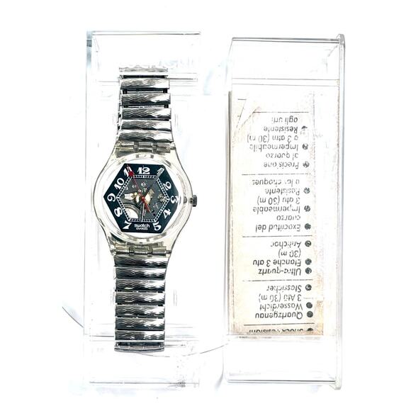 Swatch watch BLACK JADE GK158 1993 Standards rare transparent Swiss made Large - Picture 7 of 7